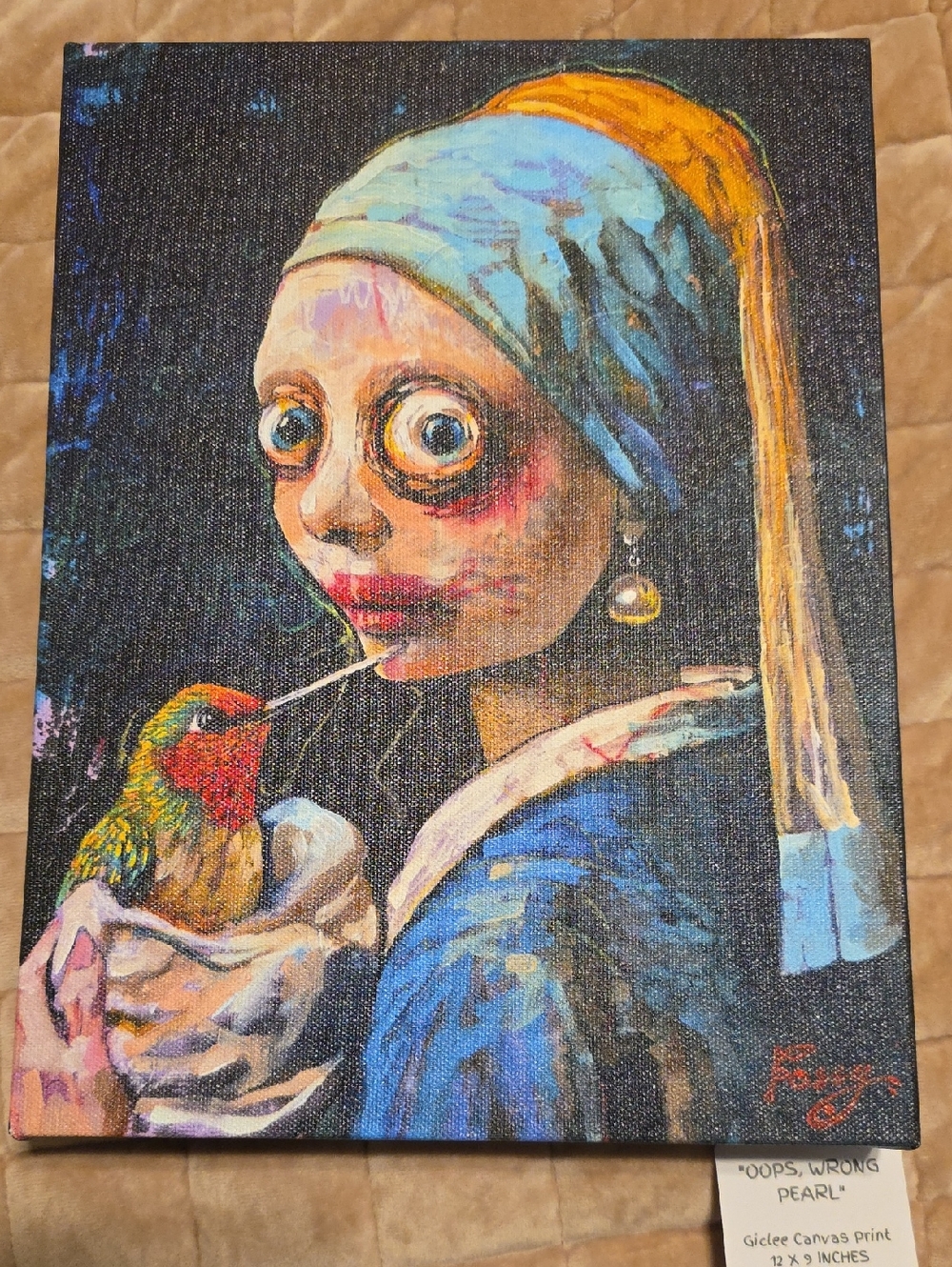 Giclee Art Titled "Oops Wrong Pearl" Canvas Print - 12x9 Inches